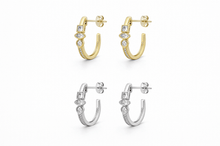 Modern Stacked Gem Open Hoop Earrings***-Stacked - A Plus Size Boutique-Styled by Stacked - A Plus Size Women's Boutique in Lakeville, MN