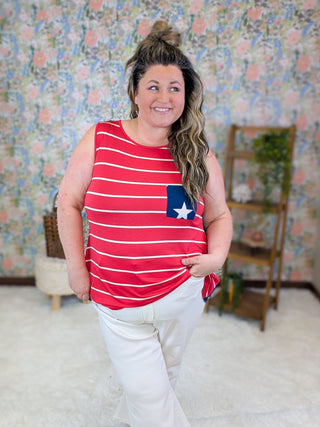 1- ShortSlv/Slvless Tops Molly Stars + Stripes Pocket Tank plus size clothing