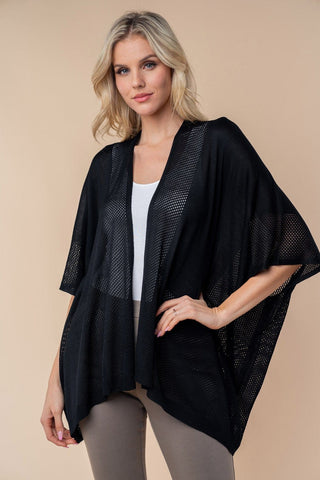 Monique Netted Knit Flowy 3/4 Sleeve Cardigan (2 Colors)-4- Overlayer Tops-WHITE BIRCH-Styled by Stacked - A Plus Size Women's Boutique in Lakeville, MN