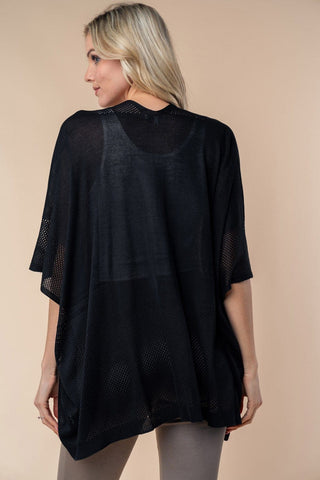 Monique Netted Knit Flowy 3/4 Sleeve Cardigan (2 Colors)-4- Overlayer Tops-WHITE BIRCH-Styled by Stacked - A Plus Size Women's Boutique in Lakeville, MN