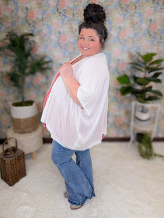 Monique Netted Knit Flowy 3/4 Sleeve Cardigan (2 Colors)-4- Overlayer Tops-WHITE BIRCH-Styled by Stacked - A Plus Size Women's Boutique in Lakeville, MN