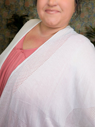 Monique Netted Knit Flowy 3/4 Sleeve Cardigan (2 Colors)-4- Overlayer Tops-WHITE BIRCH-Styled by Stacked - A Plus Size Women's Boutique in Lakeville, MN