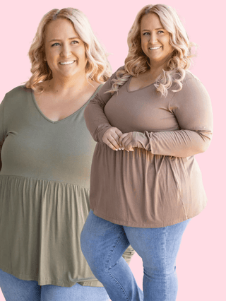 2- Long Sleeve Tops Morgana Luxe Long Sleeve Babydoll Top plus size clothing