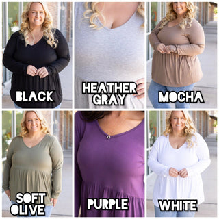 Morgana Luxe Long Sleeve Mini Ruffle Tee (6 colors)-2- Long Sleeve Tops-Michelle Mae-Styled by Stacked - A Plus Size Women's Boutique in Lakeville, MN