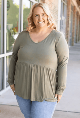 Morgana Luxe Long Sleeve Mini Ruffle Tee (6 colors)-2- Long Sleeve Tops-Michelle Mae-Styled by Stacked - A Plus Size Women's Boutique in Lakeville, MN