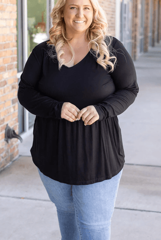 Morgana Luxe Long Sleeve Mini Ruffle Tee (6 colors)-2- Long Sleeve Tops-Michelle Mae-Styled by Stacked - A Plus Size Women's Boutique in Lakeville, MN