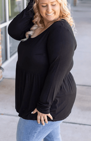 Morgana Luxe Long Sleeve Mini Ruffle Tee (6 colors)-2- Long Sleeve Tops-Michelle Mae-Styled by Stacked - A Plus Size Women's Boutique in Lakeville, MN
