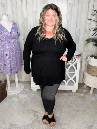 Morgana Luxe Long Sleeve Mini Ruffle Tee (6 colors)-2- Long Sleeve Tops-Michelle Mae-Styled by Stacked - A Plus Size Women's Boutique in Lakeville, MN