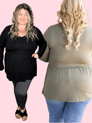 Morgana Luxe Long Sleeve Mini Ruffle Tee (6 colors)-2- Long Sleeve Tops-Michelle Mae-Styled by Stacked - A Plus Size Women's Boutique in Lakeville, MN