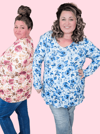 Morgana Mini Ruffle Long Sleeve in Florals-2- Long Sleeve Tops-MICHELLE MAE-Styled by Stacked - A Plus Size Women's Boutique in Lakeville, MN