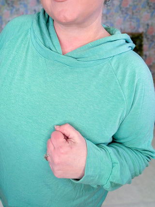 3- Hooded Tops Morrow Lightweight Pullover Hoodie in Washed Teal plus size clothing