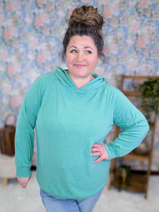 3- Hooded Tops Morrow Lightweight Pullover Hoodie in Washed Teal plus size clothing