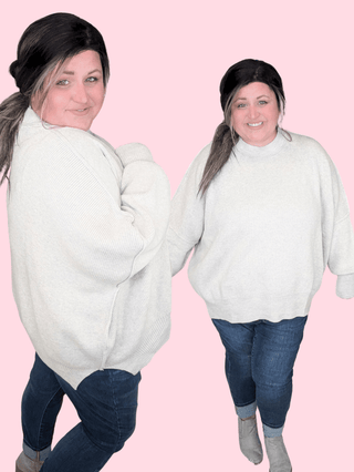 Moxie Oversized Dolman Sweater in Soft Gray-2- Long Sleeve Tops-WHITE BIRCH-Styled by Stacked - A Plus Size Women's Boutique in Lakeville, MN