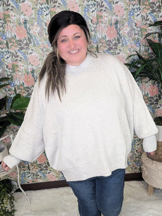 Moxie Oversized Dolman Sweater in Soft Gray-2- Long Sleeve Tops-WHITE BIRCH-Styled by Stacked - A Plus Size Women's Boutique in Lakeville, MN