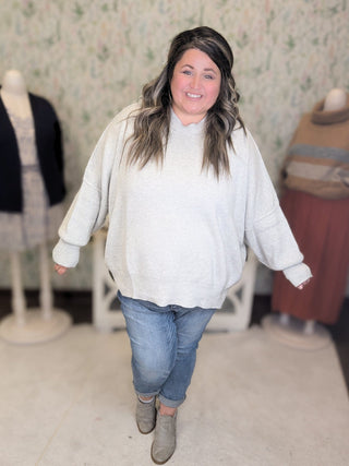 Moxie Oversized Dolman Sweater in Soft Gray-2- Long Sleeve Tops-WHITE BIRCH-Styled by Stacked - A Plus Size Women's Boutique in Lakeville, MN
