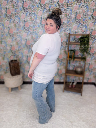 Ms Lucky Urban Rib Oatmeal Top w/Gold Clover-6- Graphic Tops-HEIMISH-Styled by Stacked - A Plus Size Women's Boutique in Lakeville, MN