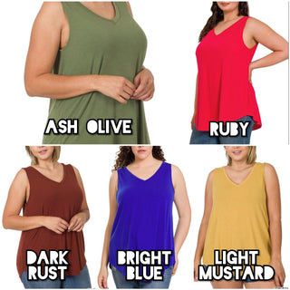 Myra Luxe Vneck Scoop Hem Tank-7- Year Round Basic Tops-zenana-Styled by Stacked - A Plus Size Women's Boutique in Lakeville, MN