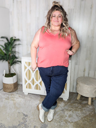 Myra Luxe Vneck Scoop Hem Tank-7- Year Round Basic Tops-zenana-Styled by Stacked - A Plus Size Women's Boutique in Lakeville, MN