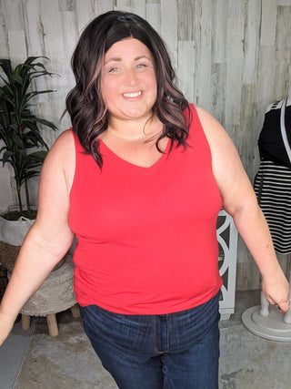 Myra Luxe Vneck Scoop Hem Tank-7- Year Round Basic Tops-zenana-Styled by Stacked - A Plus Size Women's Boutique in Lakeville, MN