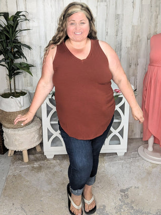 Myra Luxe Vneck Scoop Hem Tank-7- Year Round Basic Tops-zenana-Styled by Stacked - A Plus Size Women's Boutique in Lakeville, MN