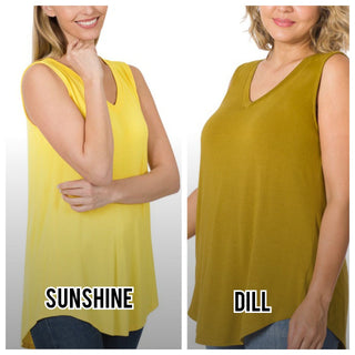 Myra Luxe Vneck Scoop Hem Tank-7- Year Round Basic Tops-zenana-Styled by Stacked - A Plus Size Women's Boutique in Lakeville, MN