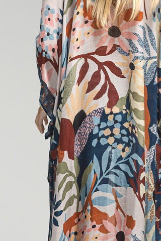 $0 Down Preorder: Nadia Mod Botanical Print Kimono in Navy Multi-4- Overlayer Tops-urbanista-Styled by Stacked - A Plus Size Women's Boutique in Lakeville, MN