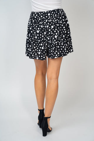 Nala Pull On Flowy Shorts in Black + White Dots-10- Bottoms Non-Denim-WHITE BIRCH-Styled by Stacked - A Plus Size Women's Boutique in Lakeville, MN