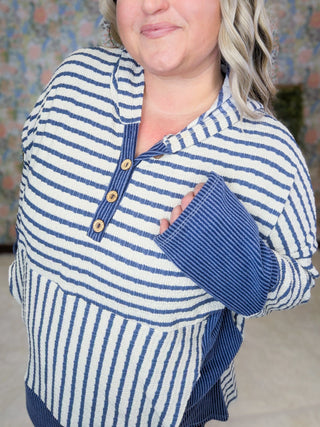 Natalie Ribbed Hooded Top in Textured Stripes (4 Colors)-2- Long Sleeve Tops-HEIMISH-Styled by Stacked - A Plus Size Women's Boutique in Lakeville, MN