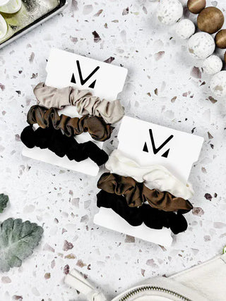12- Accessories & Gifts Neutral 3 pc Slim Scrunchie Set plus size clothing