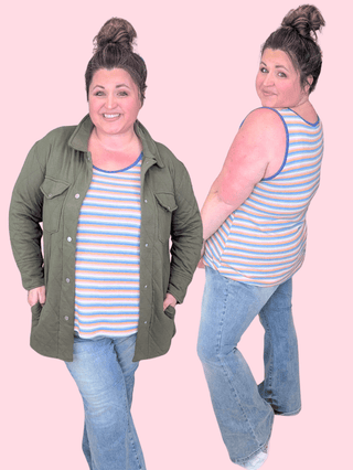 Nicolette Scoopneck Tank in Retro Stripes-1- ShortSlv/Slvless Tops-HAPTICS-Styled by Stacked - A Plus Size Women's Boutique in Lakeville, MN