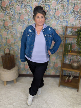 Noelle Scuba Knit Joggers in Black-10- Bottoms Non-Denim-WHITE BIRCH-Styled by Stacked - A Plus Size Women's Boutique in Lakeville, MN