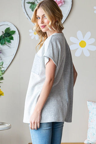 Noemi Reverse Textured Dolman Top w/Pocket (3 Colors)-1- ShortSlv/Slvless Tops-HEIMISH-Styled by Stacked - A Plus Size Women's Boutique in Lakeville, MN