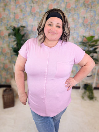 Noemi Reverse Textured Dolman Top w/Pocket (3 Colors)-1- ShortSlv/Slvless Tops-HEIMISH-Styled by Stacked - A Plus Size Women's Boutique in Lakeville, MN