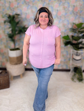Noemi Reverse Textured Dolman Top w/Pocket (3 Colors)-1- ShortSlv/Slvless Tops-HEIMISH-Styled by Stacked - A Plus Size Women's Boutique in Lakeville, MN