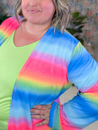 Nori Ombre Rainbow Open Cardigan w/Pockets-4- Overlayer Tops-WHITE BIRCH-Styled by Stacked - A Plus Size Women's Boutique in Lakeville, MN
