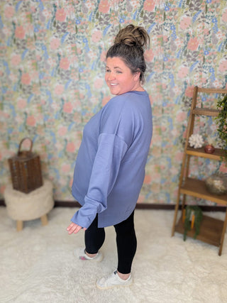 2- Long Sleeve Tops Oakley Scuba Pullover in Slate Blue plus size clothing