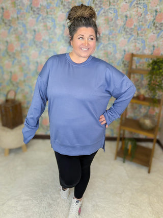 2- Long Sleeve Tops Oakley Scuba Pullover in Slate Blue plus size clothing