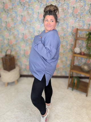2- Long Sleeve Tops Oakley Scuba Pullover in Slate Blue plus size clothing