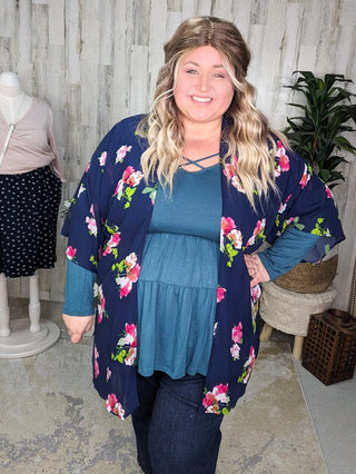 Oaklynn Solid Tiered Top w/Strappy Detail (5 colors)-2- Long Sleeve Tops-BE STAGE-Styled by Stacked - A Plus Size Women's Boutique in Lakeville, MN