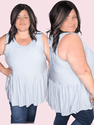 Nicki Seersucker Vibe Flowy Tank (3 Colors)-1- ShortSlv/Slvless Tops-BE STAGE-Styled by Stacked - A Plus Size Women's Boutique in Lakeville, MN