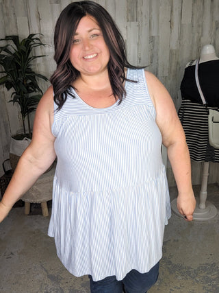 Nicki Seersucker Vibe Flowy Tank (3 Colors)-1- ShortSlv/Slvless Tops-BE STAGE-Styled by Stacked - A Plus Size Women's Boutique in Lakeville, MN