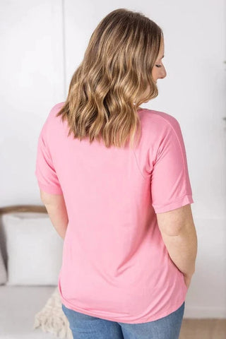 Olivia Luxe Vneck Bamboo Tee in Solids (6 Colors)-1- ShortSlv/Slvless Tops-MICHELLE MAE-Styled by Stacked - A Plus Size Women's Boutique in Lakeville, MN