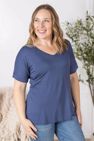 Olivia Luxe Vneck Bamboo Tee in Solids (6 Colors)-1- ShortSlv/Slvless Tops-MICHELLE MAE-Styled by Stacked - A Plus Size Women's Boutique in Lakeville, MN