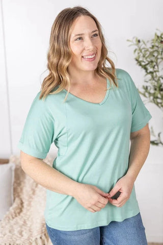 Olivia Luxe Vneck Bamboo Tee in Solids (6 Colors)-1- ShortSlv/Slvless Tops-MICHELLE MAE-Styled by Stacked - A Plus Size Women's Boutique in Lakeville, MN