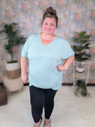 Olivia Luxe Vneck Bamboo Tee in Solids (6 Colors)-1- ShortSlv/Slvless Tops-MICHELLE MAE-Styled by Stacked - A Plus Size Women's Boutique in Lakeville, MN