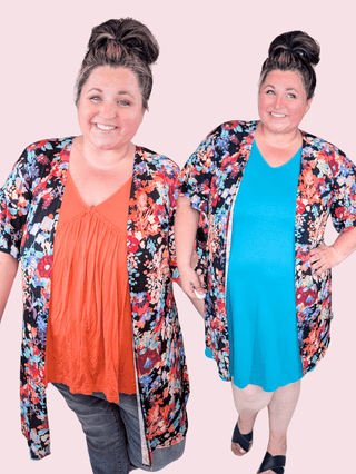 Ophelia Bold Floral Open Cardigan in Black-4- Overlayer Tops-HEIMISH-Styled by Stacked - A Plus Size Women's Boutique in Lakeville, MN