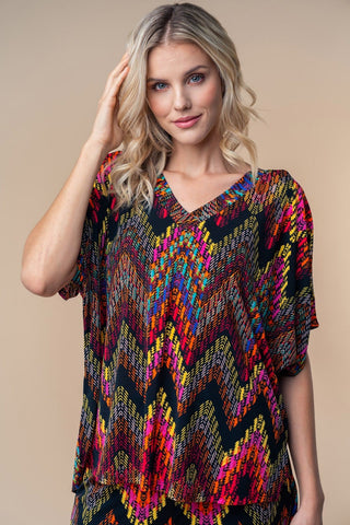 Parker Chevron Print 2 Pc Set-1- ShortSlv/Slvless Tops-WHITE BIRCH-Styled by Stacked - A Plus Size Women's Boutique in Lakeville, MN