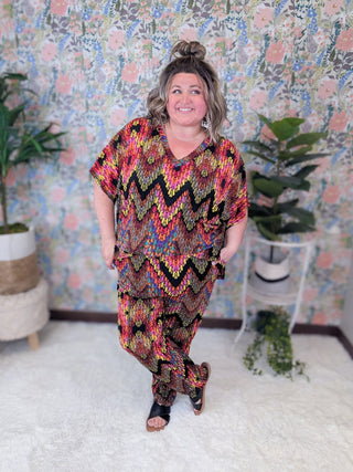 Parker Chevron Print 2 Pc Set-1- ShortSlv/Slvless Tops-WHITE BIRCH-Styled by Stacked - A Plus Size Women's Boutique in Lakeville, MN