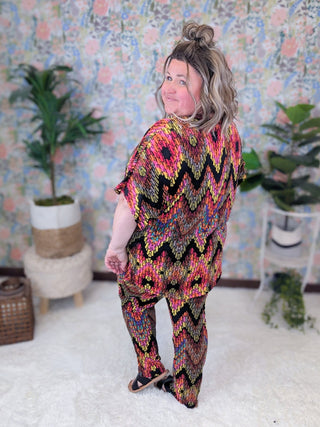Parker Chevron Print 2 Pc Set-1- ShortSlv/Slvless Tops-WHITE BIRCH-Styled by Stacked - A Plus Size Women's Boutique in Lakeville, MN