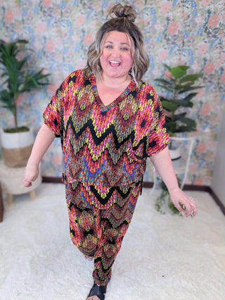 Parker Chevron Print 2 Pc Set-1- ShortSlv/Slvless Tops-WHITE BIRCH-Styled by Stacked - A Plus Size Women's Boutique in Lakeville, MN